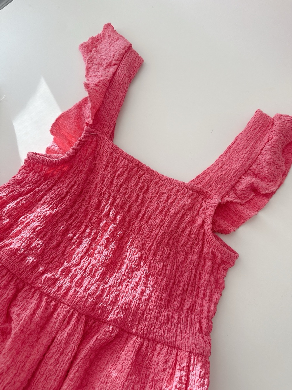 ZARA Girls Fuchsia Crinkle Jumpsuit Size 13/14 Ruffle Straps